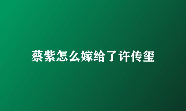 蔡紫怎么嫁给了许传玺