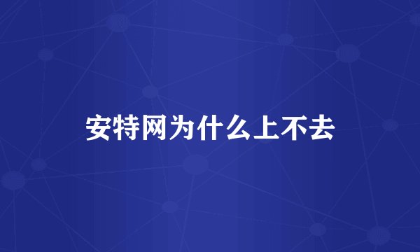安特网为什么上不去