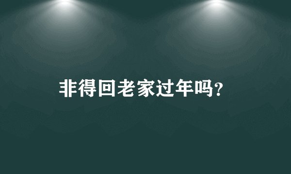 非得回老家过年吗？