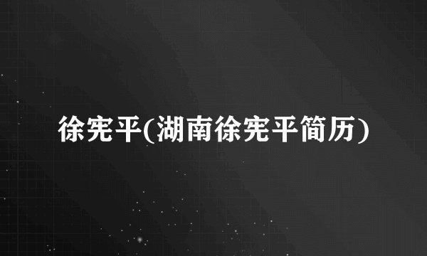 徐宪平(湖南徐宪平简历)