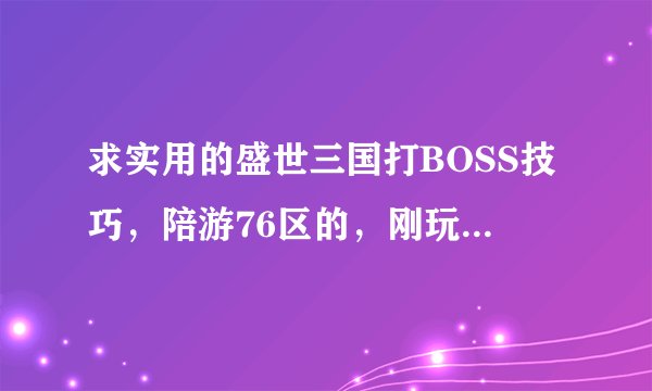 求实用的盛世三国打BOSS技巧，陪游76区的，刚玩了几天老被虐