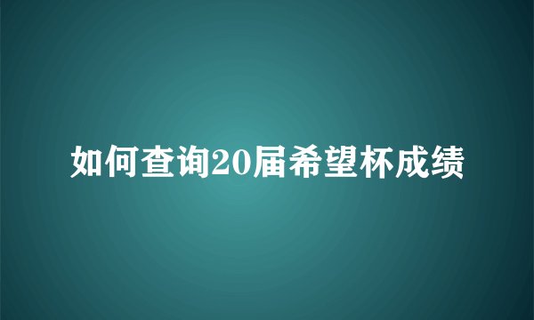 如何查询20届希望杯成绩