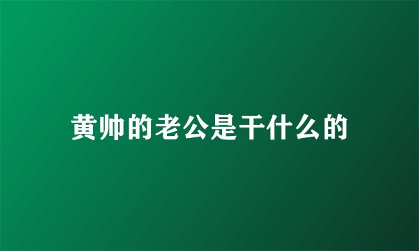 黄帅的老公是干什么的