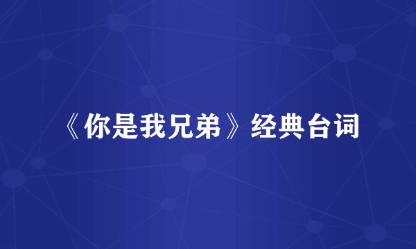 《你是我兄弟》经典台词