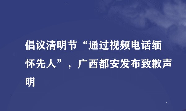倡议清明节“通过视频电话缅怀先人”，广西都安发布致歉声明