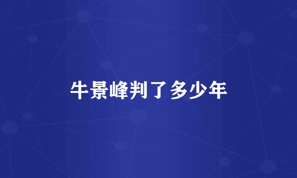 牛景峰判了多少年