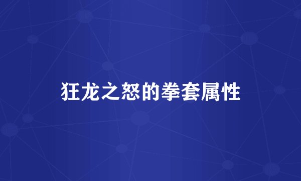 狂龙之怒的拳套属性