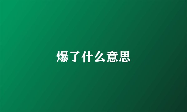 爆了什么意思