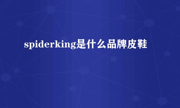 spiderking是什么品牌皮鞋
