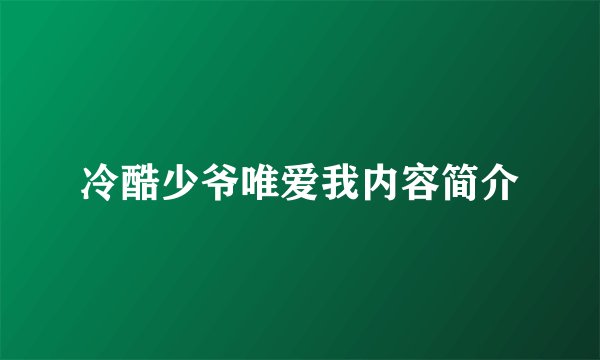 冷酷少爷唯爱我内容简介