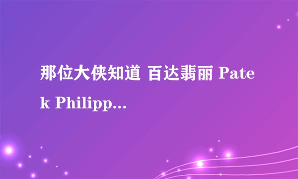 那位大侠知道 百达翡丽 Patek Philippe 的官方网站？