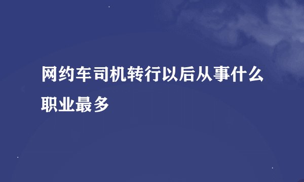 网约车司机转行以后从事什么职业最多