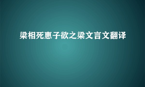 梁相死惠子欲之梁文言文翻译