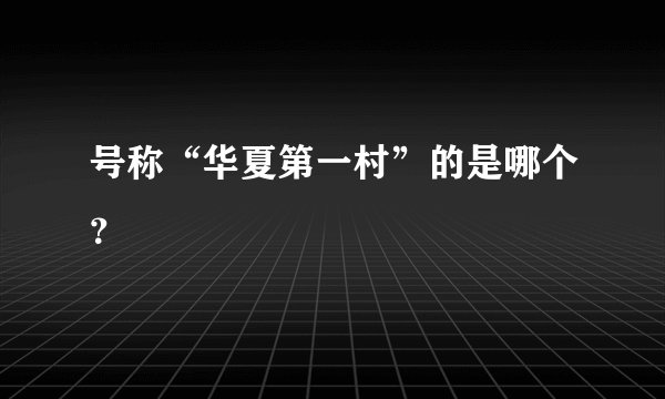 号称“华夏第一村”的是哪个？