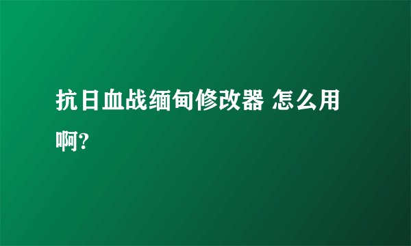抗日血战缅甸修改器 怎么用啊?