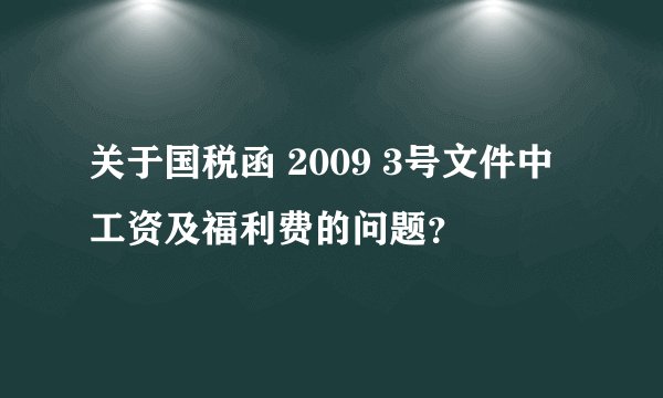 关于国税函 2009 3号文件中工资及福利费的问题?