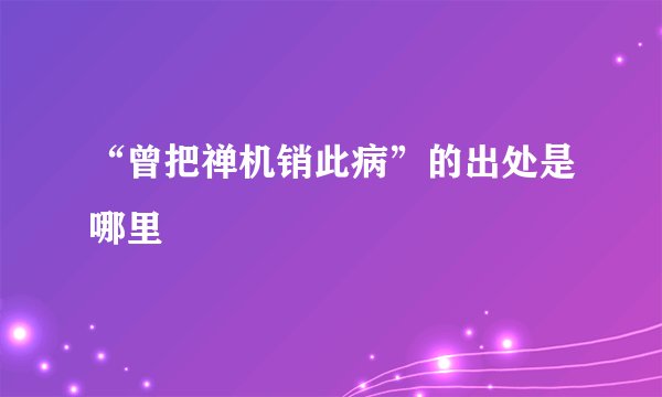 “曾把禅机销此病”的出处是哪里
