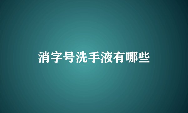 消字号洗手液有哪些