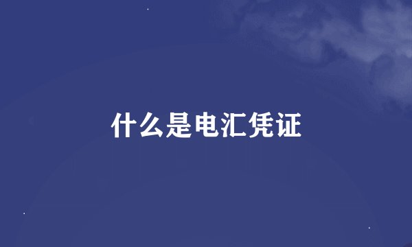 什么是电汇凭证