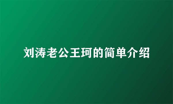 刘涛老公王珂的简单介绍