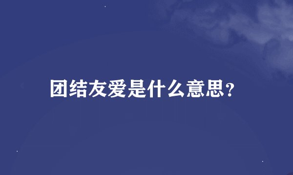 团结友爱是什么意思？