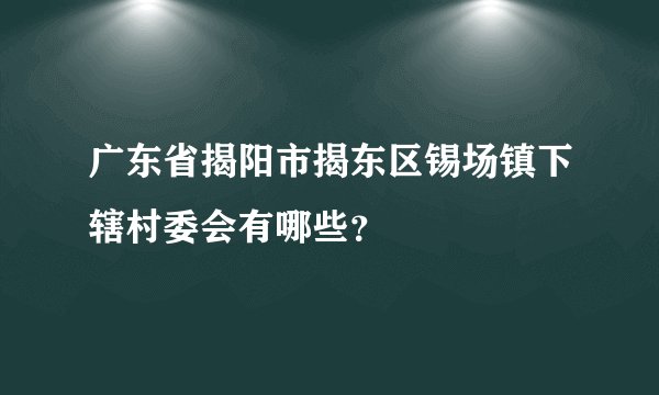 广东省揭阳市揭东区锡场镇下辖村委会有哪些？