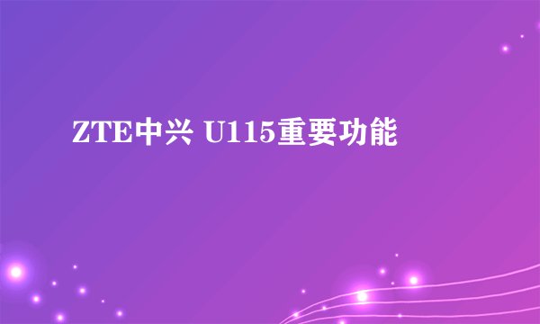 ZTE中兴 U115重要功能