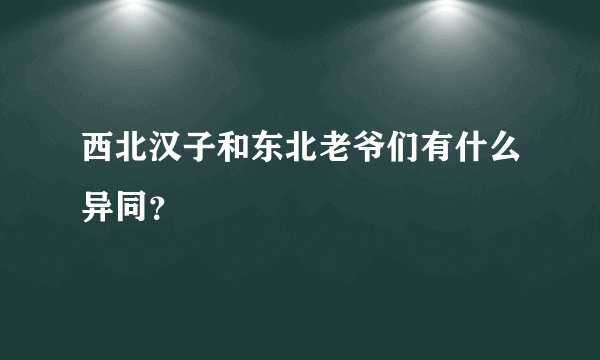 西北汉子和东北老爷们有什么异同？