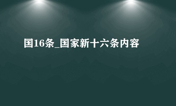 国16条_国家新十六条内容