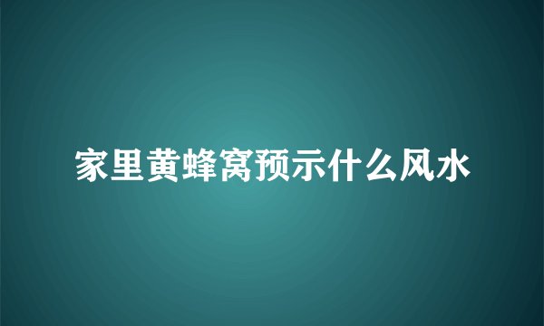 家里黄蜂窝预示什么风水