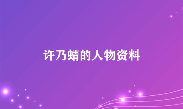 许乃蜻的人物资料