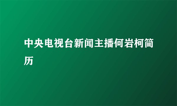 中央电视台新闻主播何岩柯简历
