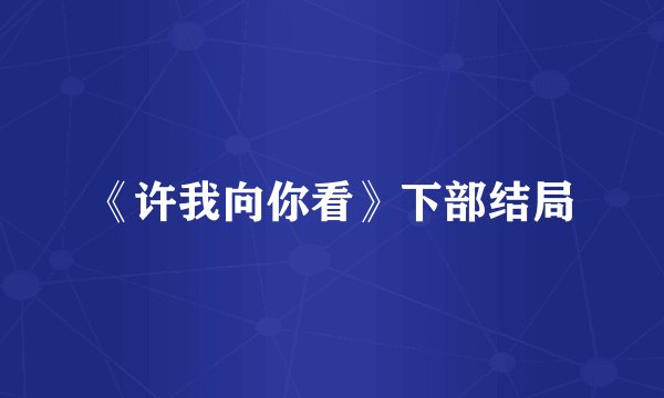 《许我向你看》下部结局