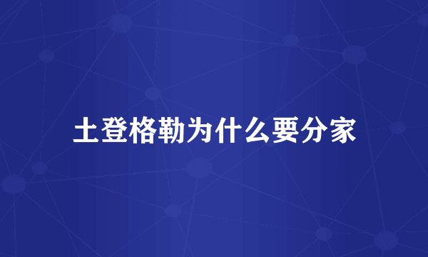 土登格勒为什么要分家