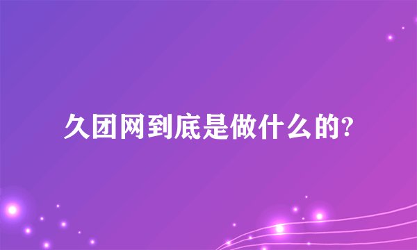 久团网到底是做什么的?