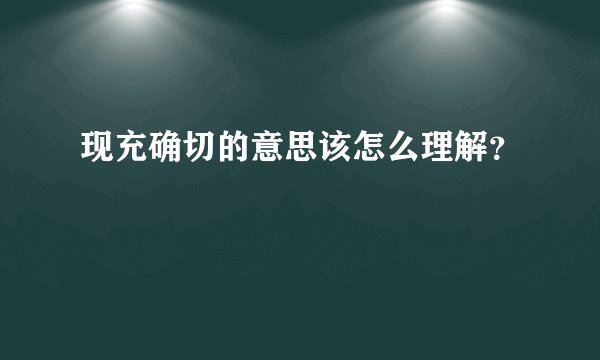 现充确切的意思该怎么理解？