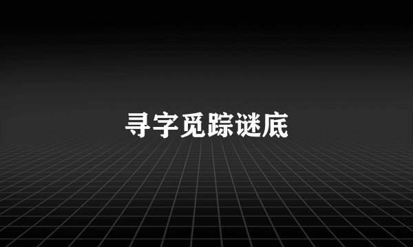 寻字觅踪谜底