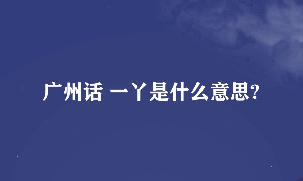 广州话 一丫是什么意思?
