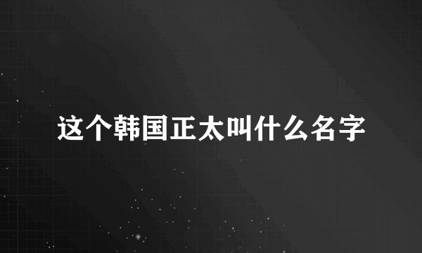 这个韩国正太叫什么名字