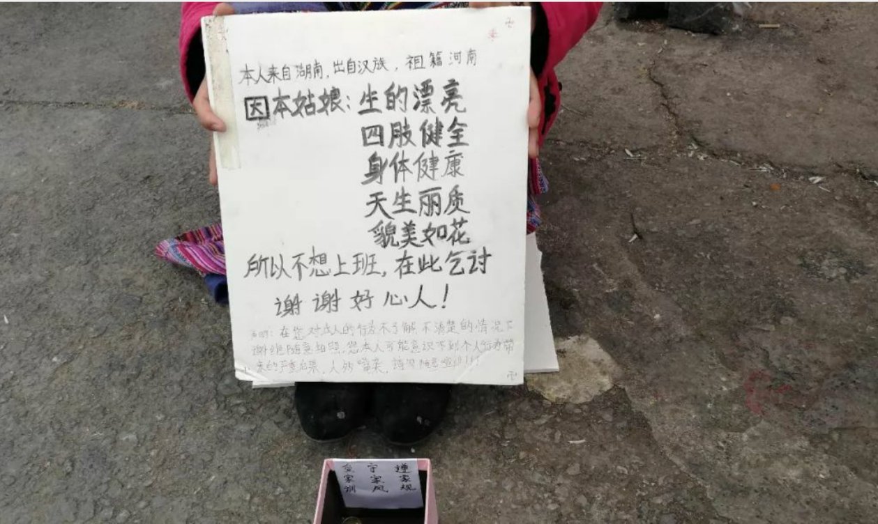 女子“貌美如花不想上班” 乞讨成网红，你会给钱吗？