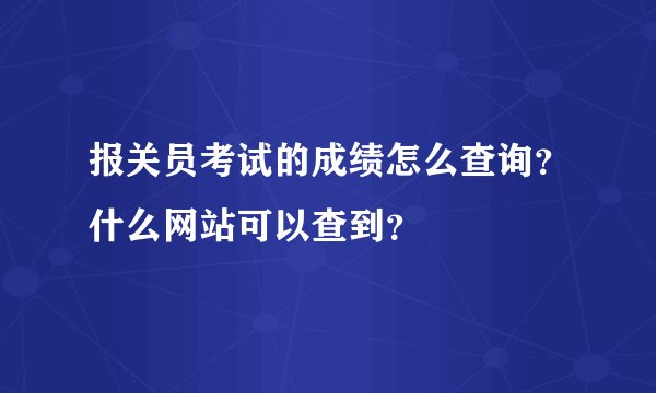 报关员考试的成绩怎么查询？什么网站可以查到？