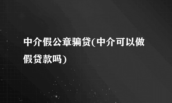 中介假公章骗贷(中介可以做假贷款吗)