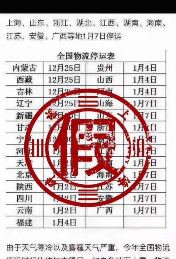 春运取消物流停运系谣言