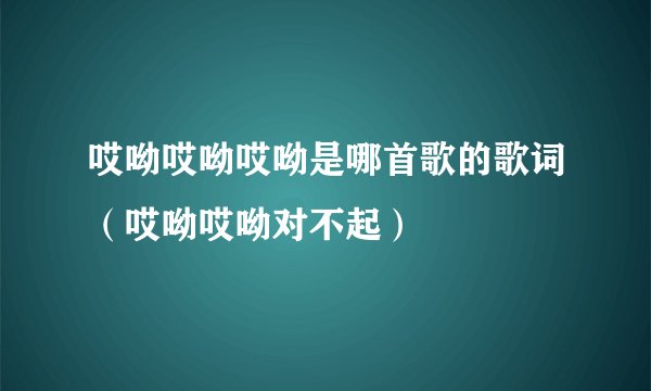 哎呦哎呦哎呦是哪首歌的歌词（哎呦哎呦对不起）