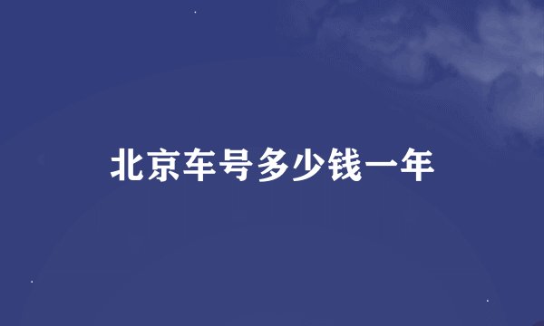 北京车号多少钱一年