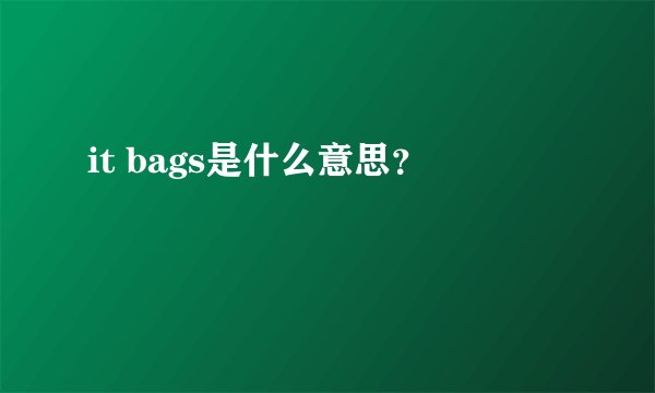 it bags是什么意思？