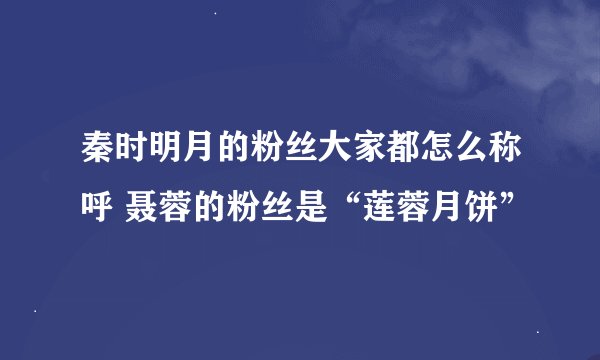 秦时明月的粉丝大家都怎么称呼 聂蓉的粉丝是“莲蓉月饼”