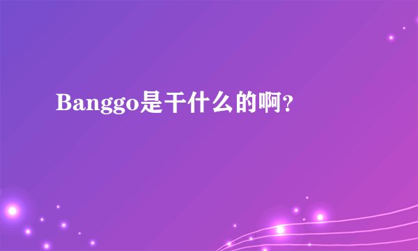 Banggo是干什么的啊?