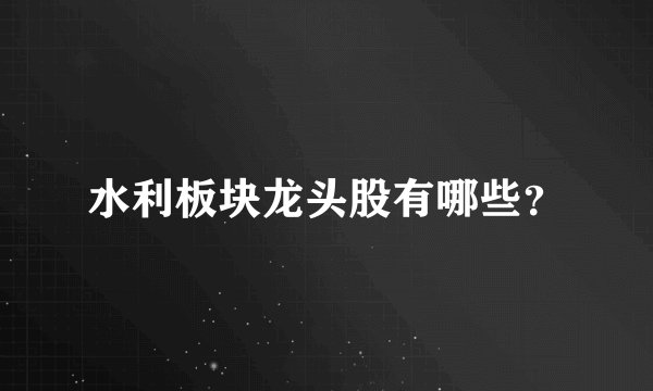 水利板块龙头股有哪些？