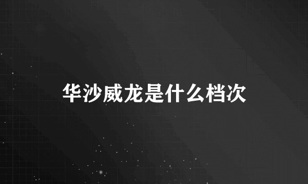华沙威龙是什么档次